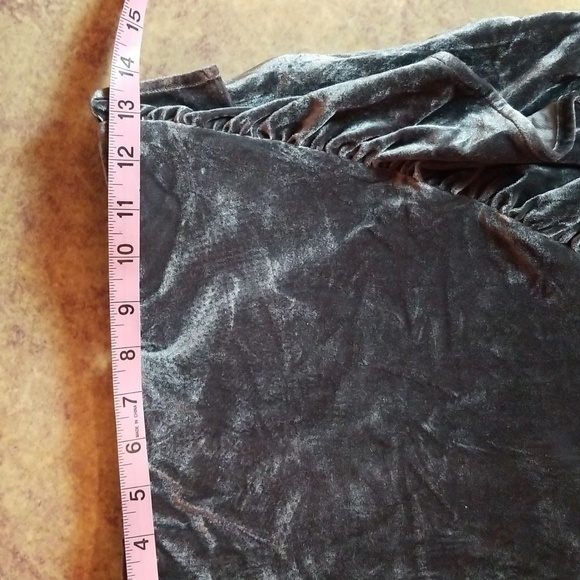 Lovers & Friends | Gray Velvet Faux Wrap Ruffled Mini Skirt - Picture 4 of 9